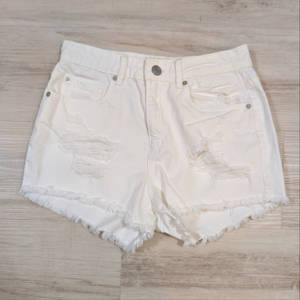 Women's White Distressed Denim Shorts - Size 5 from Garage